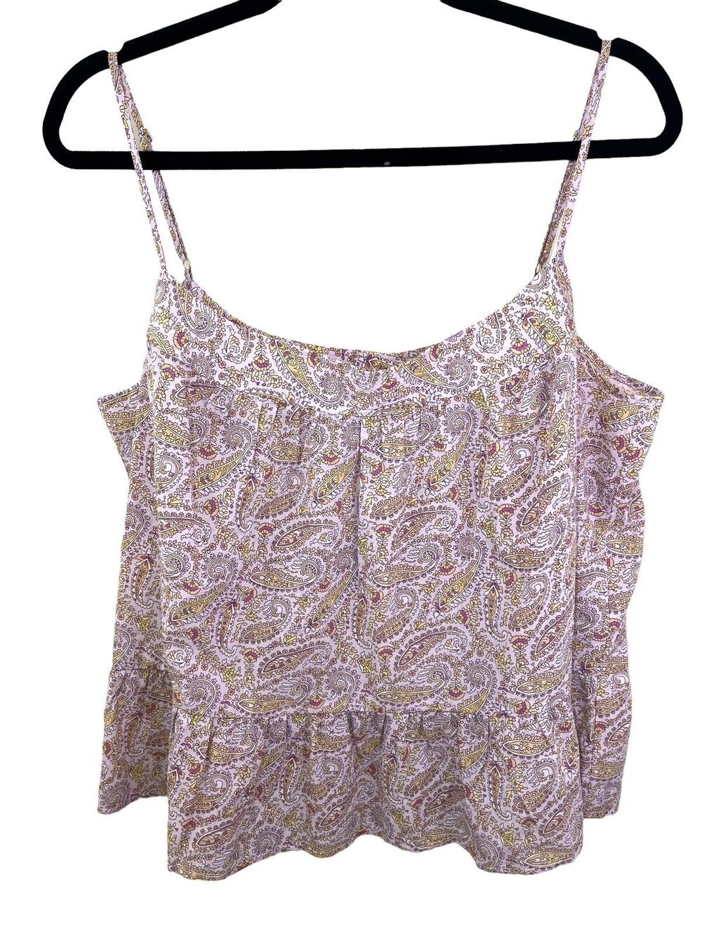 J. Crew Ruffle Tank Top Pink Paisley Large NWT Babydoll Cami Y2K Fairy Cottage